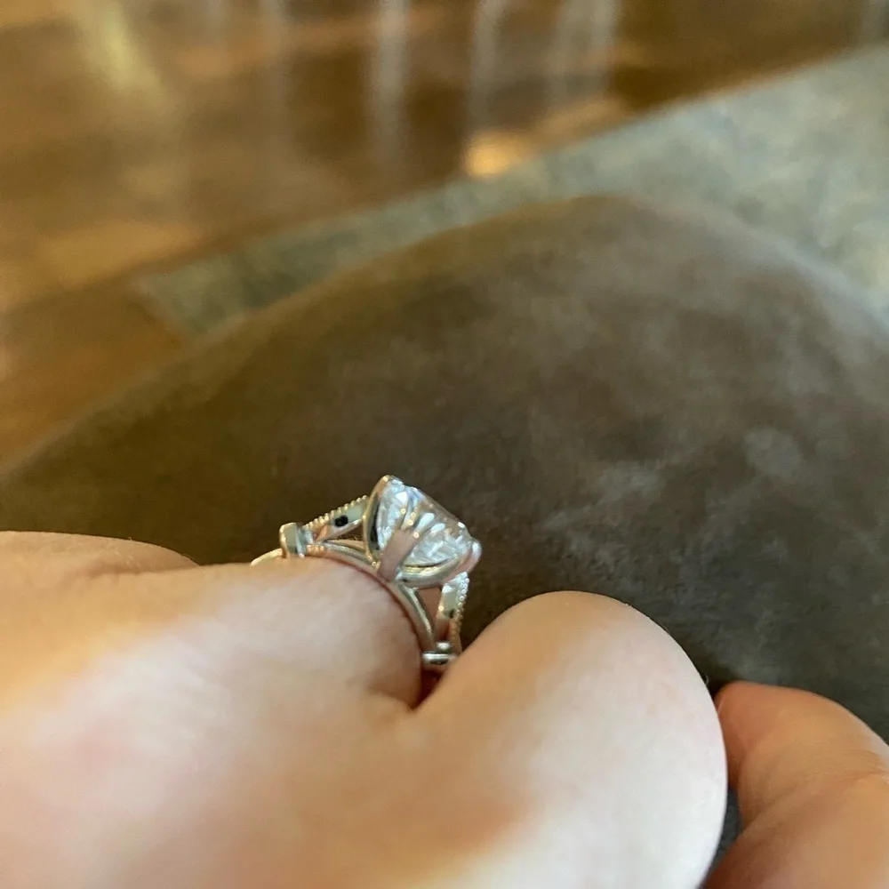White gold white sapphire ring